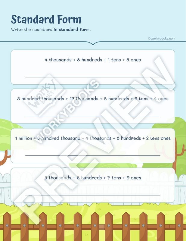 Expanded Form Math Worksheets for 4th Grade | Workybook